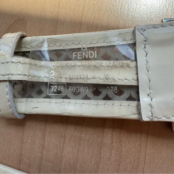 Fendi Cream Leather Belt with Silver Buckle - Picture 6 of 7